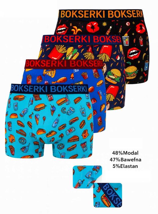 4x Bokserki Męskie Bawełniane Majtki Kolorowe Wygodne Zestaw Rozmiar M