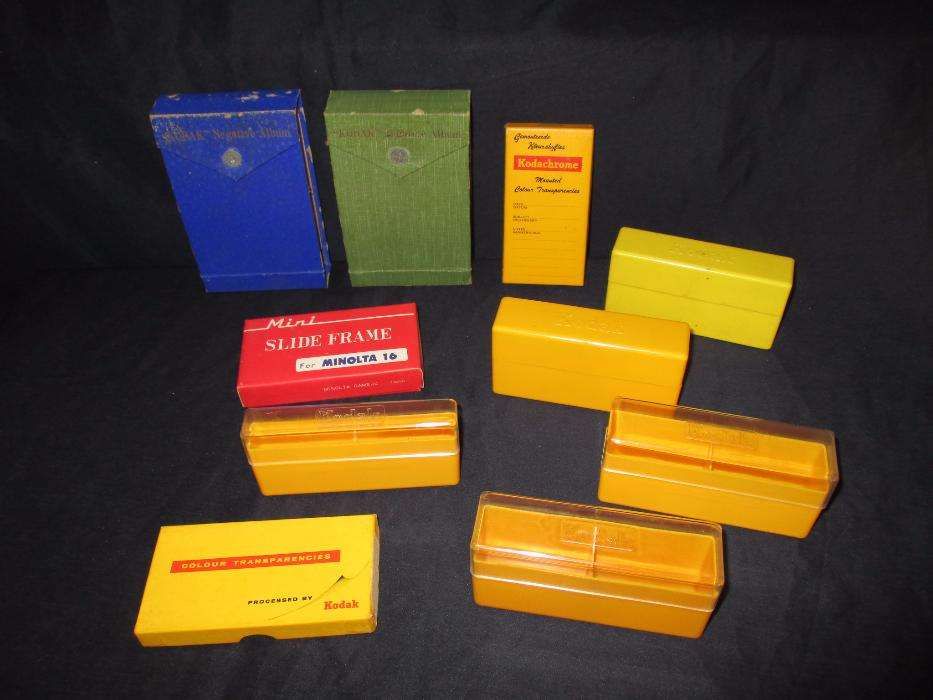 Caixas e album fotografia e slide Agfa Ferrania Kodak Minolta Vintage