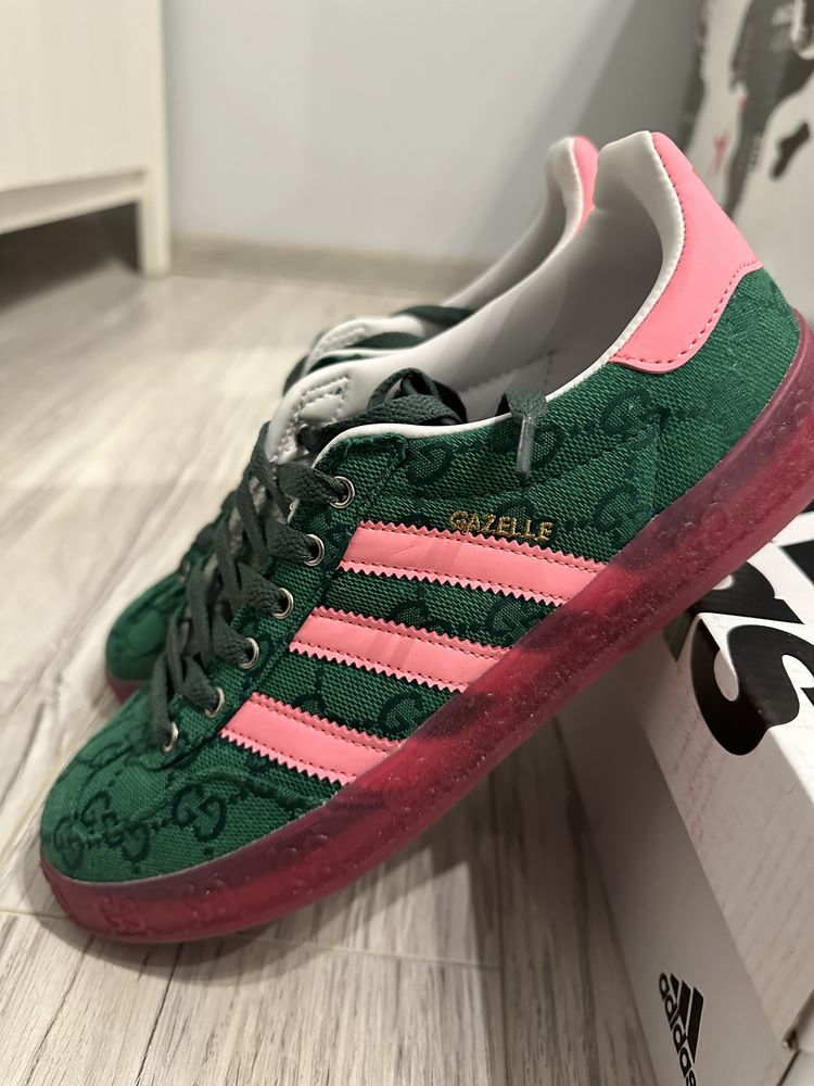 Buty gucci x adidas gazelle pink/green