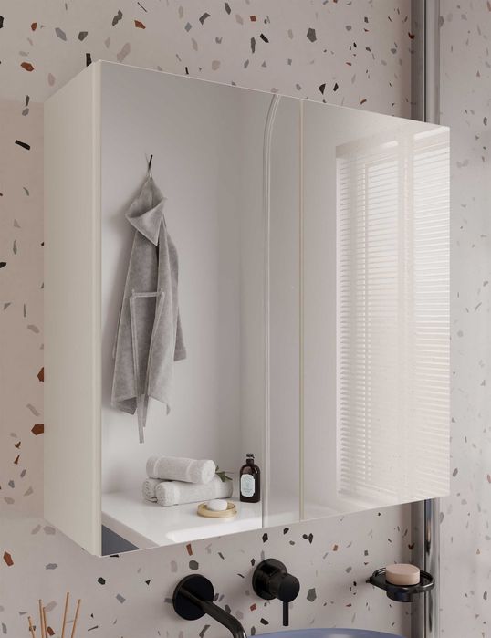 Szafka Łazienkowa Wisząca Z Lustrem Nad Umywalkę POLA 2DL KASZMIR