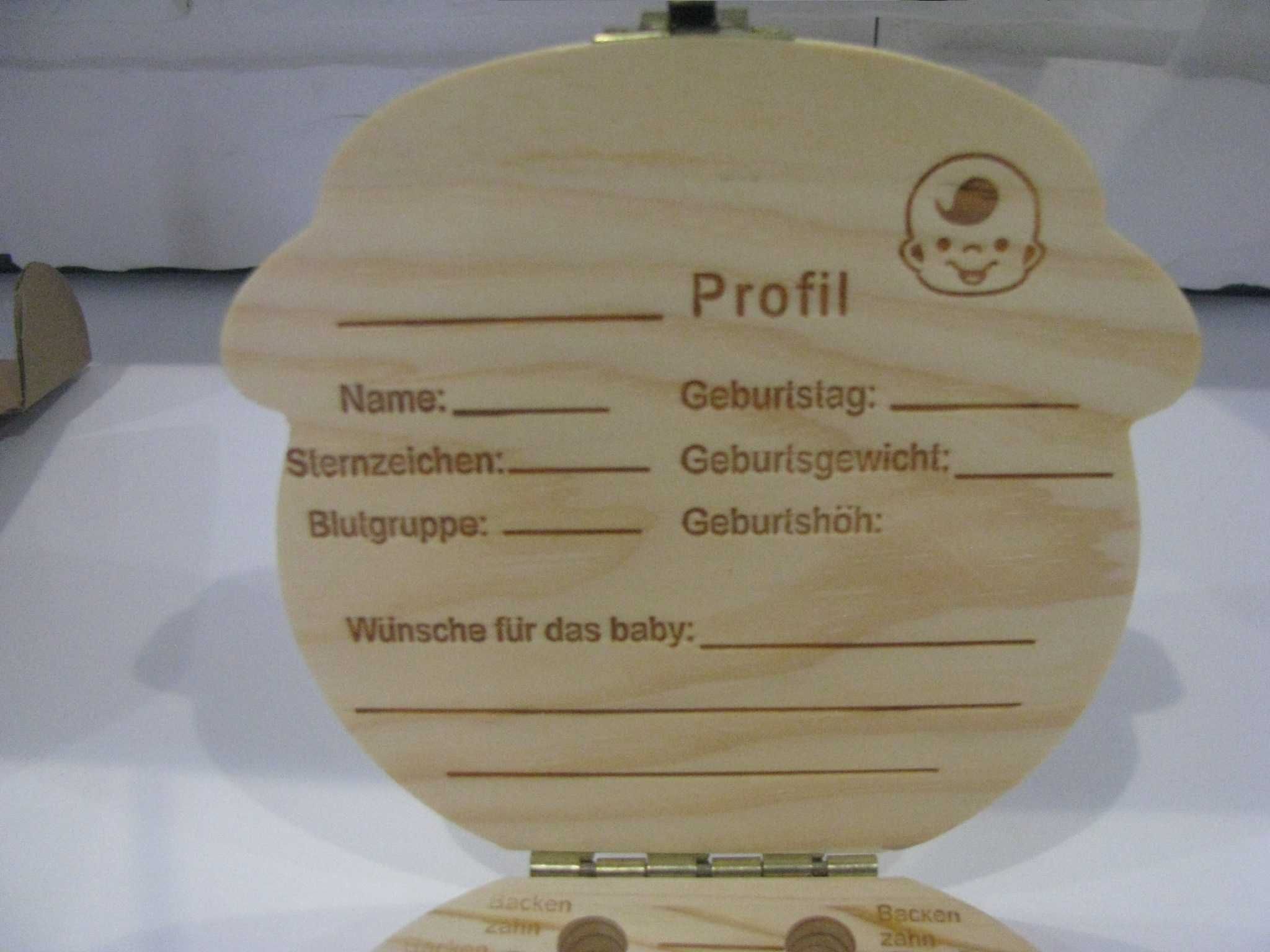 Drewniana szkatułka pudełeczko pojemnik na zęby mleczne  i piórnik