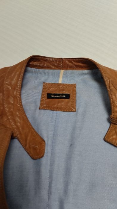 Casaco em pele, cor camel, Massimo Dutti