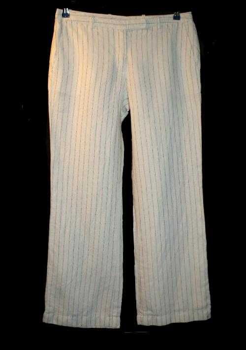 H&M LEN lniane damskie spodnie proste białe 42