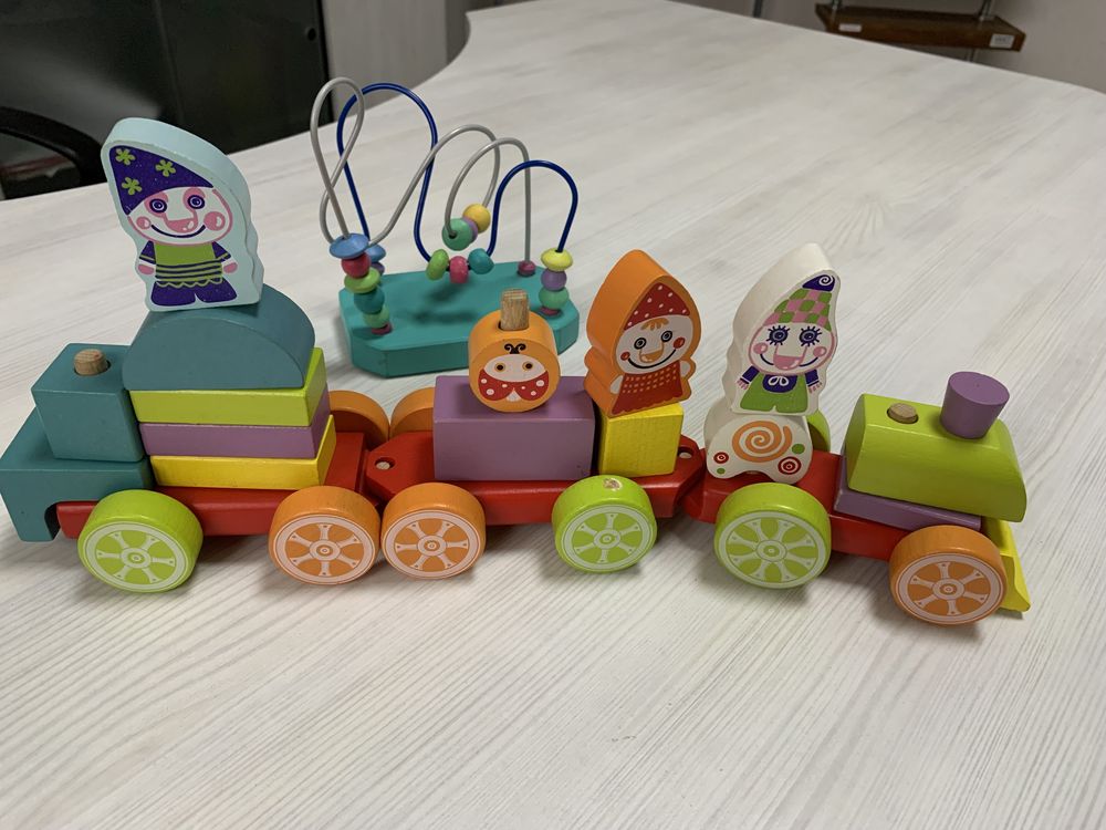 Cubika дитяча еко-іграшка поїзд Веселковий експрес