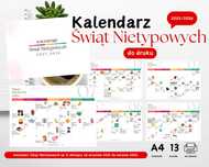 Kalendarz Świąt Nietypowych 2025/2026 minimalistyczny do druku poziomy