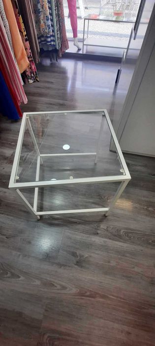 Mesas de encaixar, conjunto de 2, branco/vidro VITTSJÖ Ikea