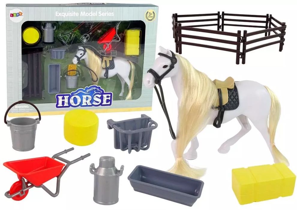 Koń do czesania + akcesoria + zagroda. Leantoys. Nowy Produkt