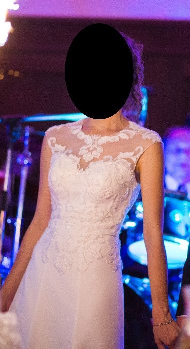 Suknia ślubna Nerita 34-36, 165cm, z długim trenem, welon