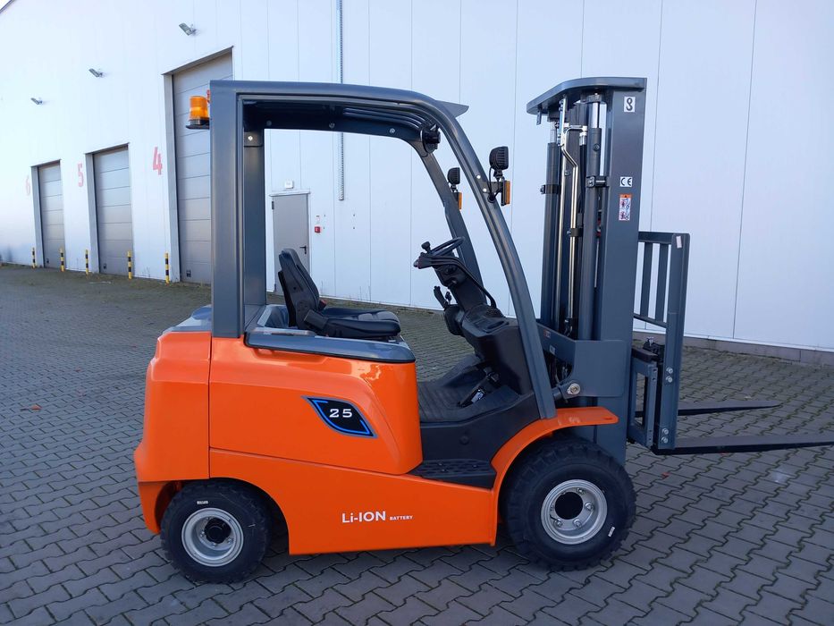 Wózek Widłowy Elektryczny 2,5t Maszt 3,3m Wolny Skok Bateria Lit-Jon