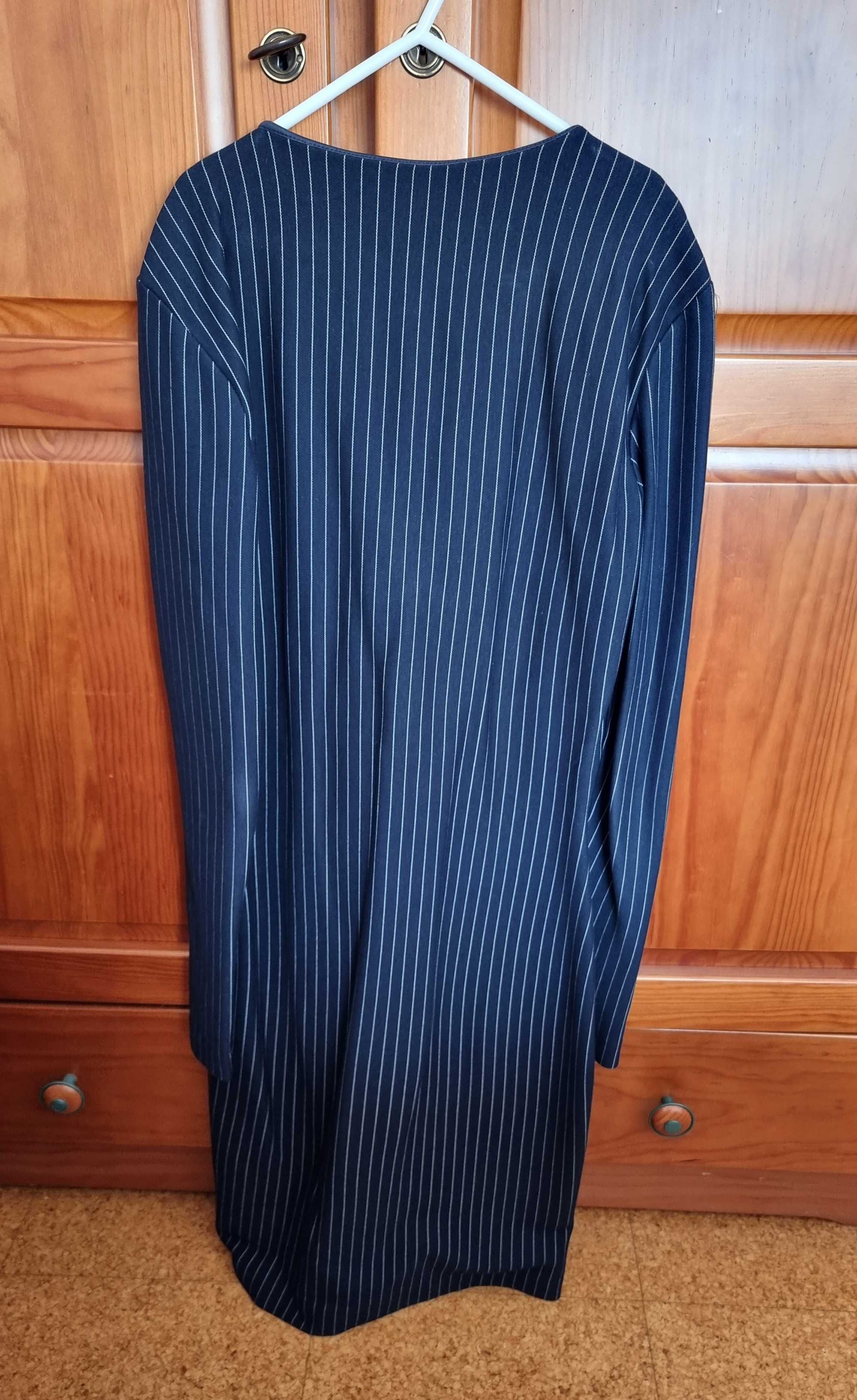 Vestido executivo azul escuro com riscas Mango, tamanho XS