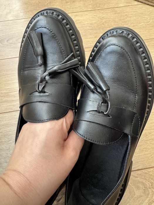 Лофери з натуральної шкіри чорні та гірчичні