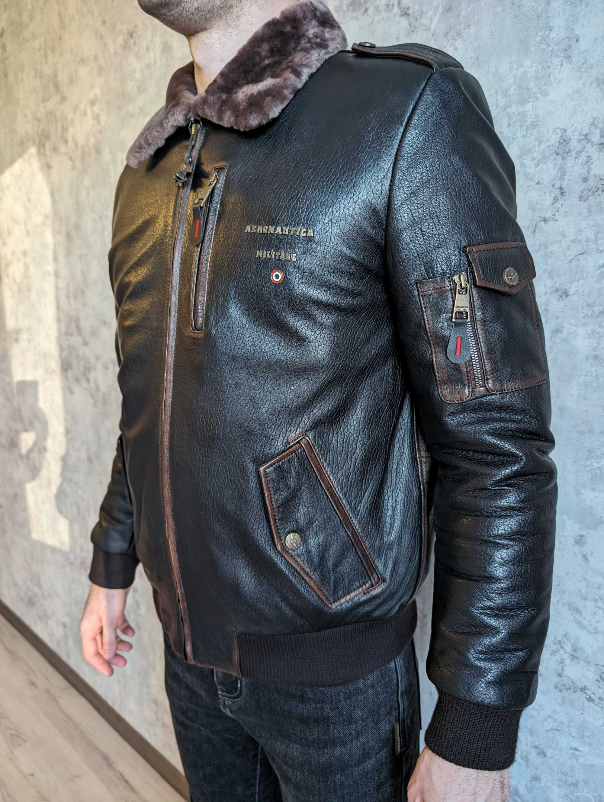 Натуральная кожаная куртка Aeronautica Militare