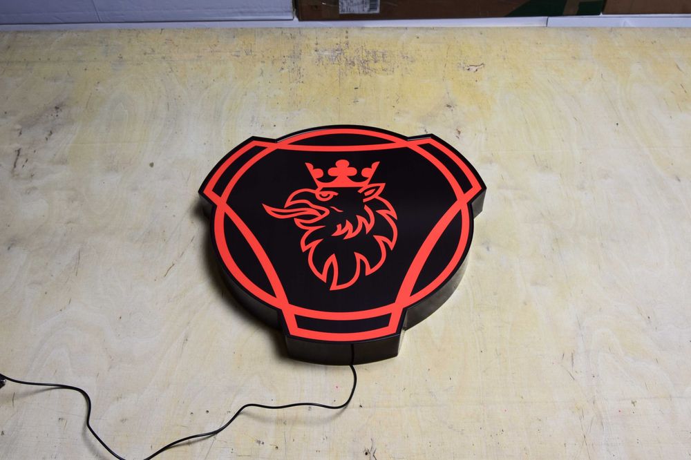 Podświetane logo SCANIA, Reklama 3D, Neon LED, Lampka, Plafon, Prezent