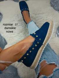 Espadryle jeansowe z dżetami rozmiar 37