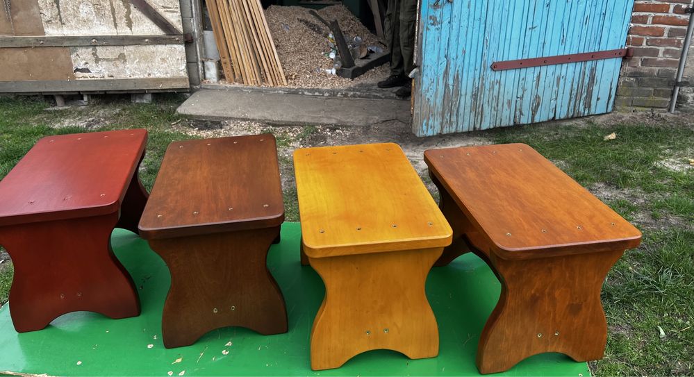 Taborety, stołki, ławeczki drewniane