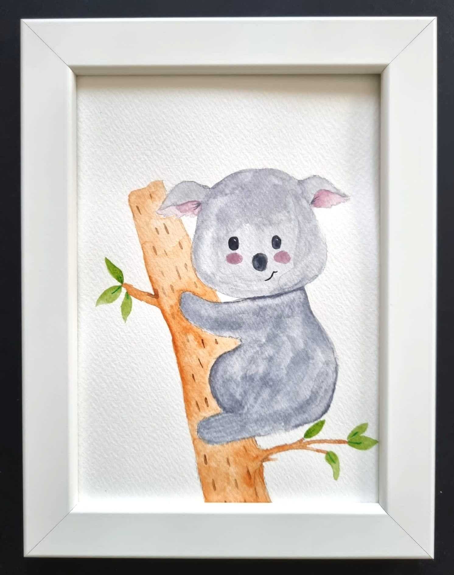 Quadro infantil para decoração com design coala (moldura incluída)
