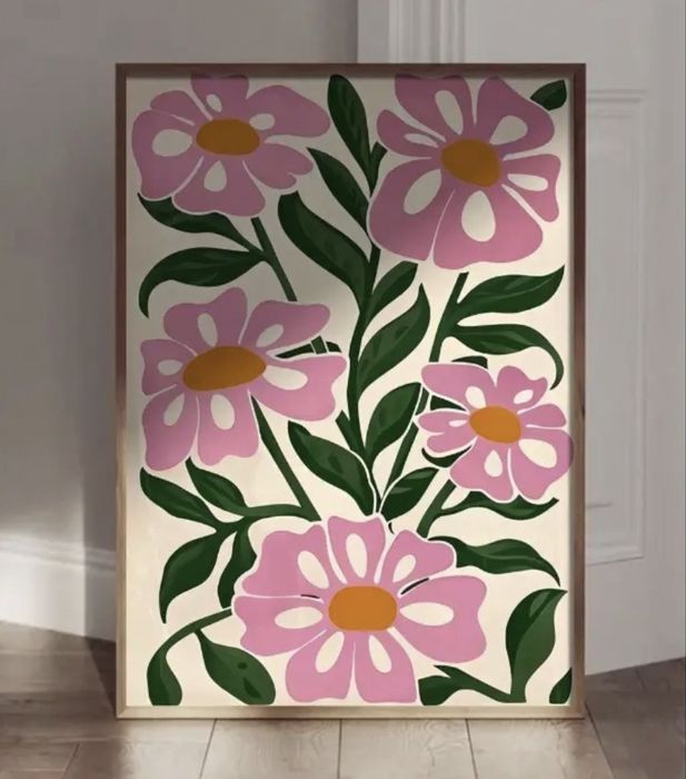 Plakat kwiaty różowe 50x70 cm