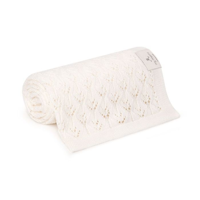 Ażurowy kocyk bambusowy cream 80x100 - MY MEMI