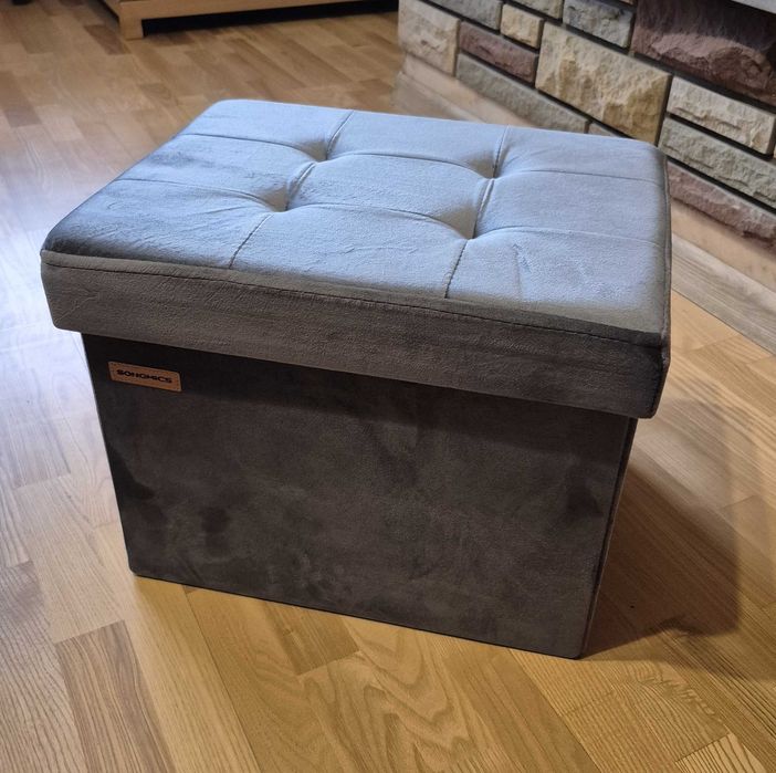 Ławka / pufa z pojemnikiem – aksamit, schowek, elegancja