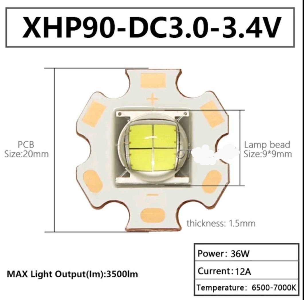 Світлодіоди CREE 7070 XHP70. 3-3,6В. 20W. 3000K. Светодиоды на Медной