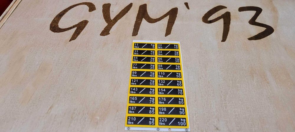 Naklejki co 5 KG Żółte na Stos Maszyny Siłownia Fitness 12 Komplet