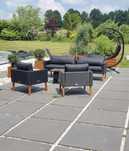 Komplet wypoczynkowy czarny rattan sofa, 2 fotele