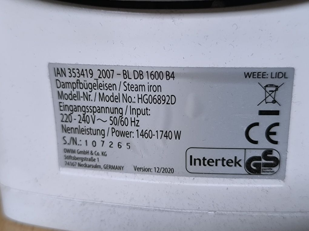 Żelazko (>1500W)