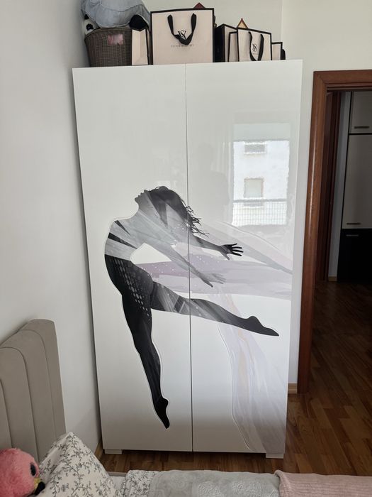 Szafa biała Meblik 100x200x57 dla dziewczynki Uni White Dance
