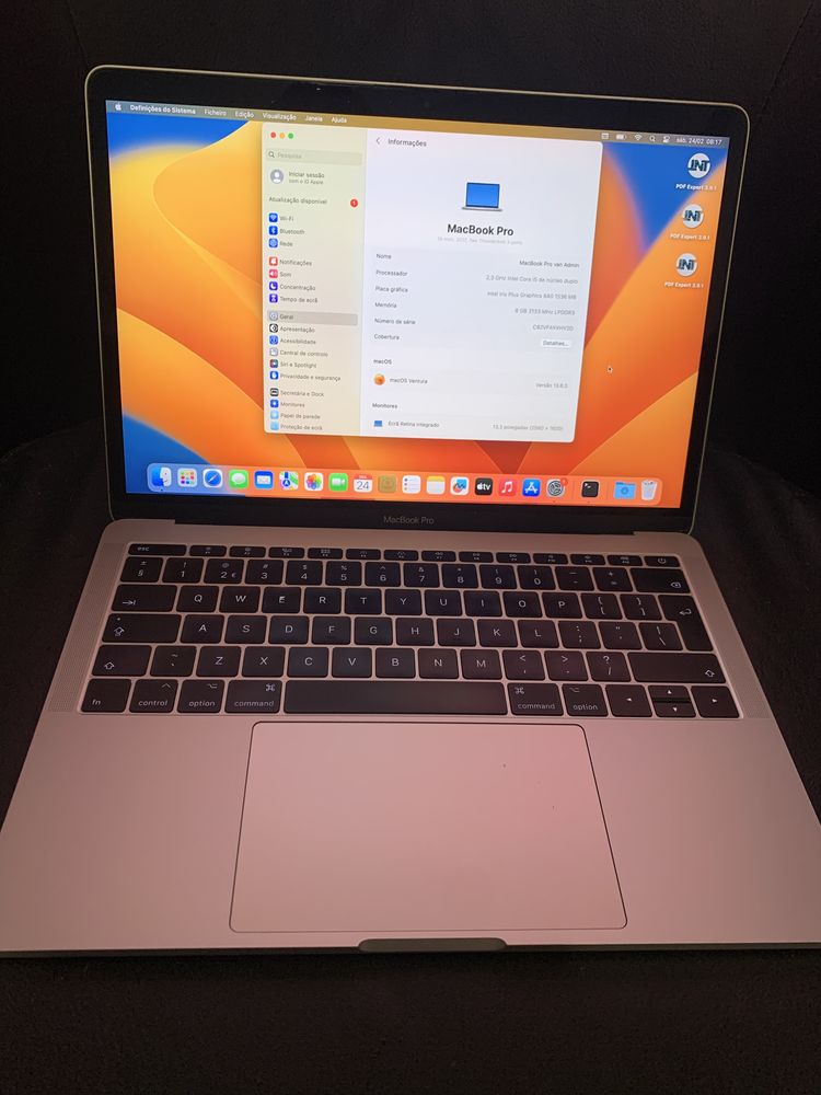 Macbook pro 2017 13” i5 8GB RAM 256GB SSD Com Garantia, Bateria Nova