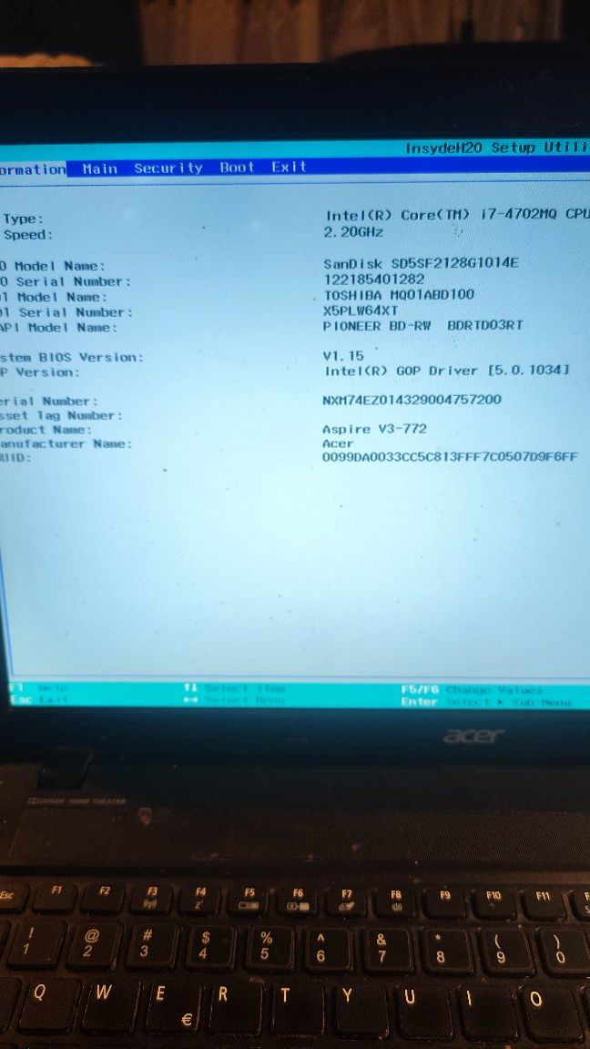 Laptop Acer aspire V3-772G