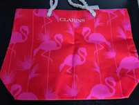 Clarins torba plażowa na zakupy shoperka flamingi na ramię