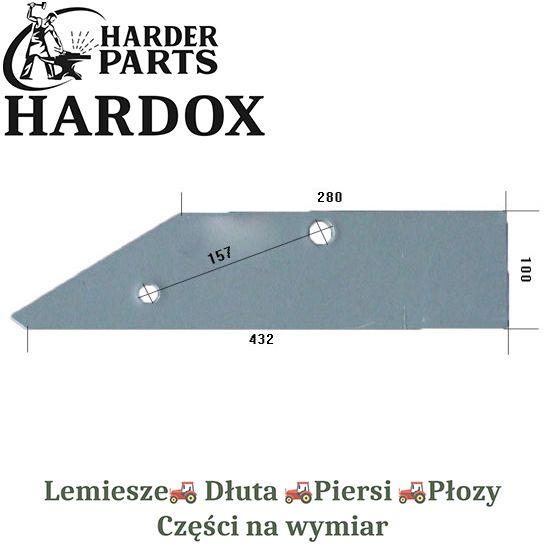 Płoza krótka Niemeyer HARDOX 20016 części do pługa 2Xlepsze niż Borowe
