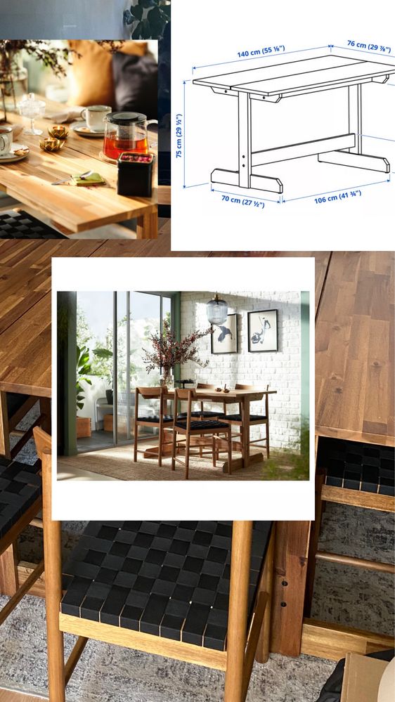 Mesa madeira com 4 cadeiras - nacknas ikea