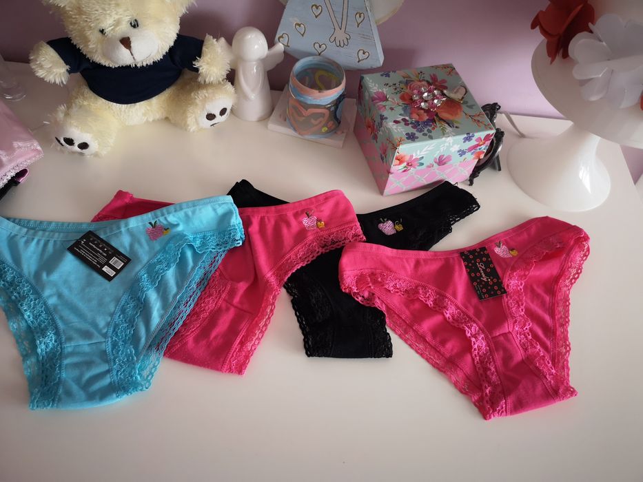 Majtki damskie bawełniane figi bezszwowe koronkowe stringi S L