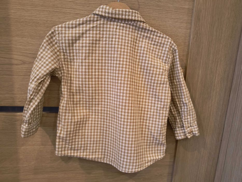 Beżowa koszula w kratkę H&M 86