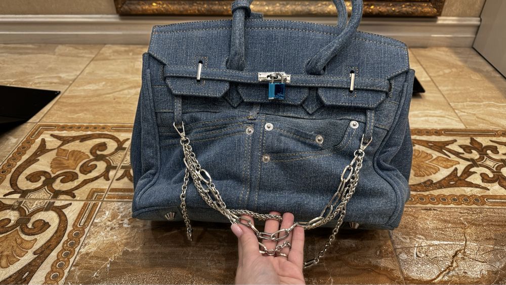 Нова джинсова сумка в стилі hermes