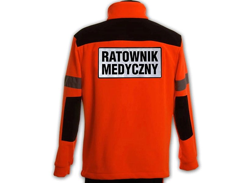 Polar ratowniczy FLUO z kompletem odblaskowych emblematów na rzep (3XL