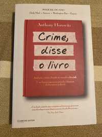 Livro “Crime disse o livro” de Anthony Horowitz