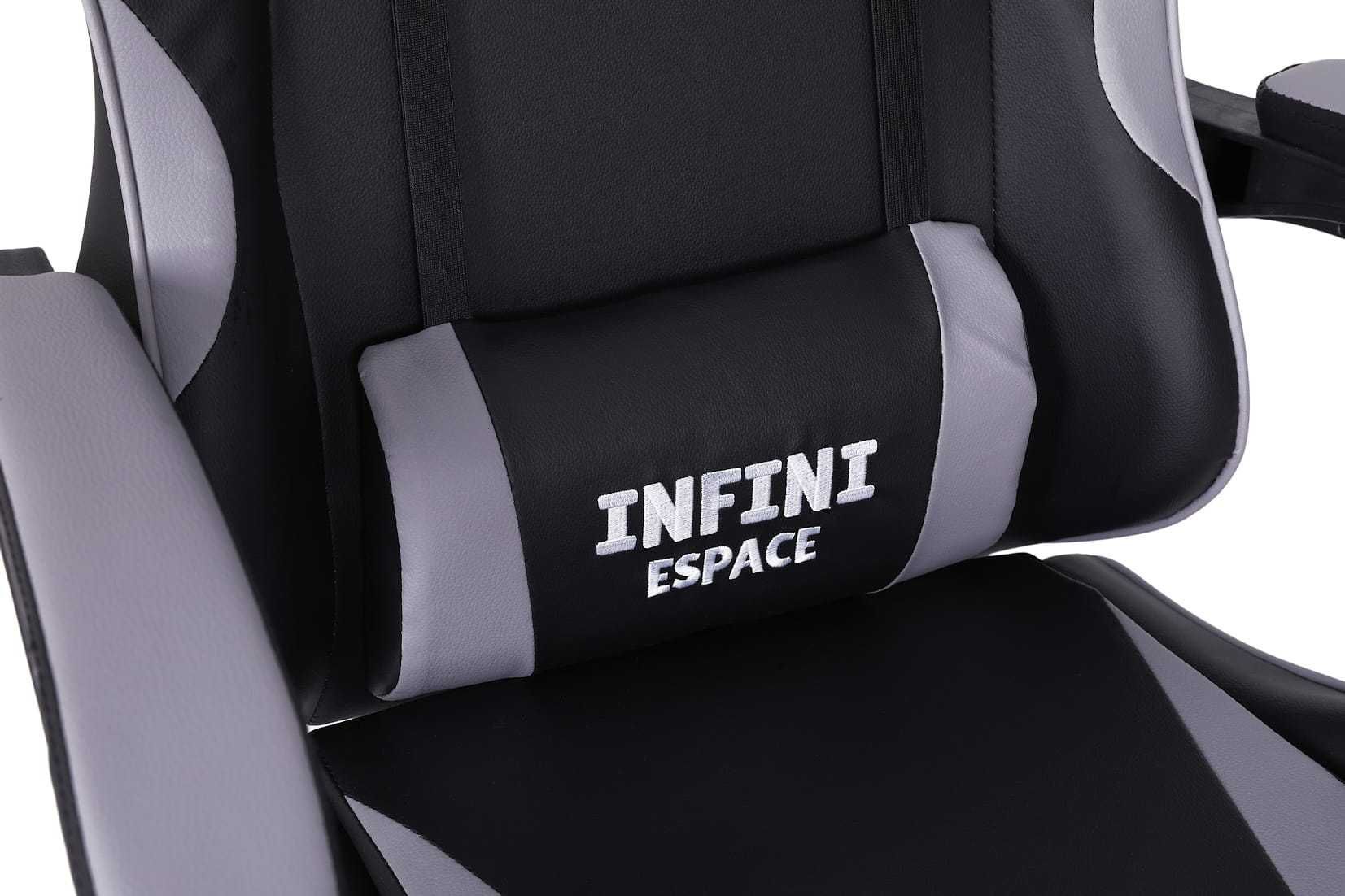 Fotel Gamingowy z podnóżkiem INFINI ESPACE Gray, regulacja oparcia