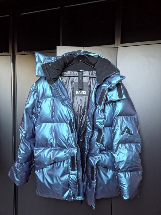 RAINS Kurtka zimowa niebieska rozmiar M oversize Snowboard