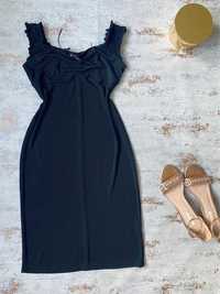 GS czarna sukienka ze ściągaczem na dekolcie vintage r L fit M