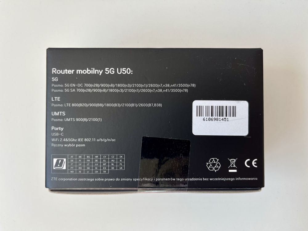 Mobilny router ZTE U50 5G nowy