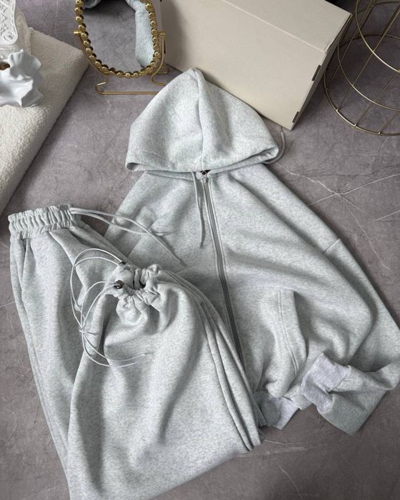 Жіночий обьемний спортивний костюм (Худі-зіп + Штани)