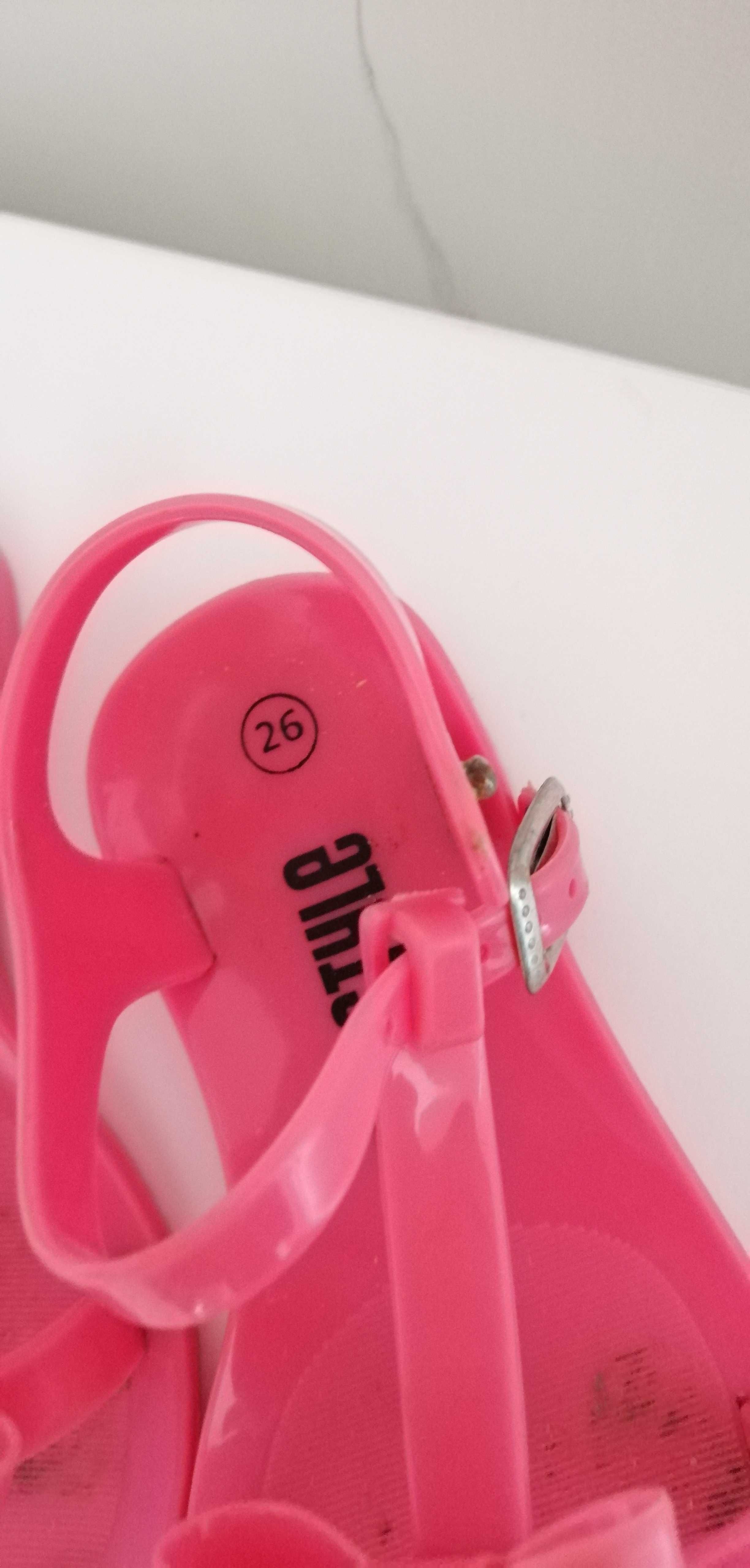 różowe klapki sandałki z kokardką dla dziewczynki 26 dziewczęce