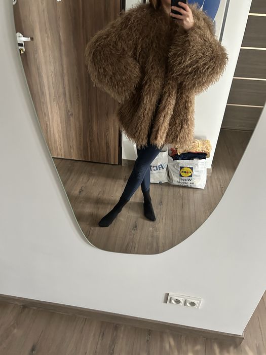 Lumina sztuczne futro futerko plaszcz beżowe camel one size