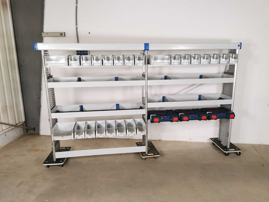 Zabudowa serwisowa warsztatowa regał samochodowy serwis SORTIMO KUWETY