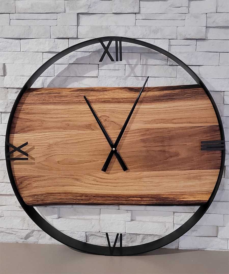Rękodzieło, drewniany zegar scienny Loft, Industrial.