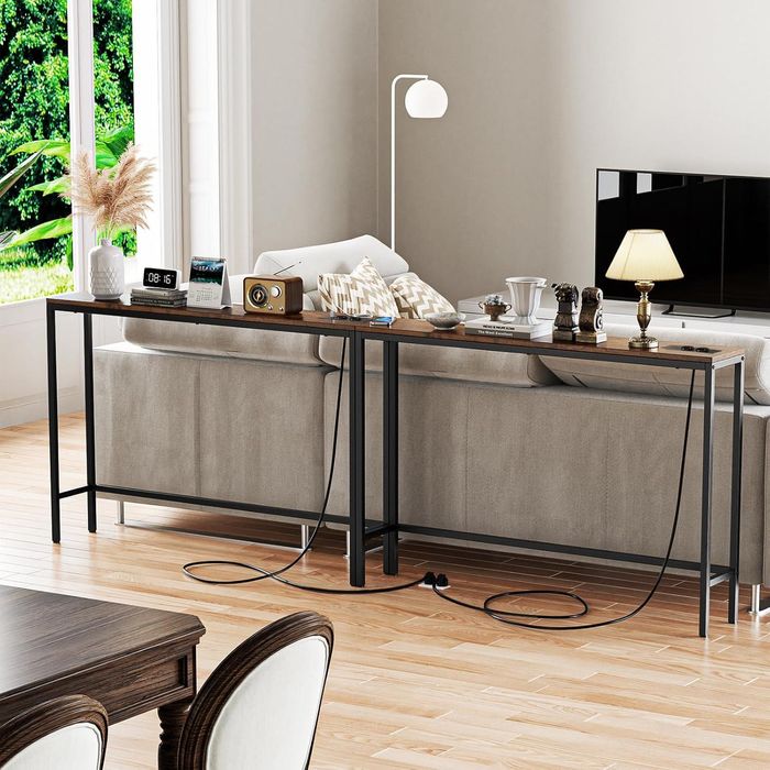 Wąska konsola z gniazdem i portem USB, zestaw 2 sztuki