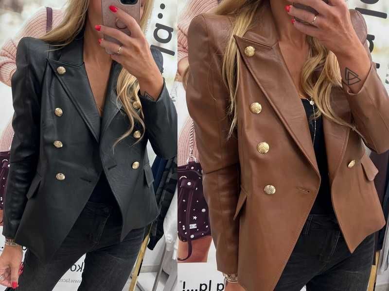 By o la la żakiet marynarka taliowana poduszki skóra M