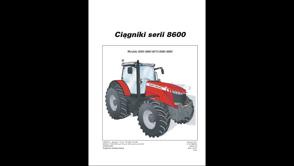 Massey FERGUSON 8600 instrukcja obslugi po Polsku!